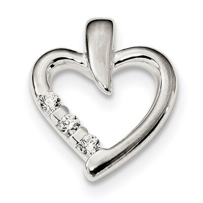 CZ Diamond Heart Slide Sterling Silver Polished QP4924, MPN: QP4924, 886774095837