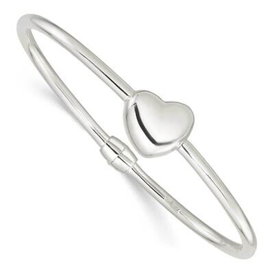 Heart Hinged Bangle Sterling Silver Polished QB1403, MPN: QB1403, 196904155370