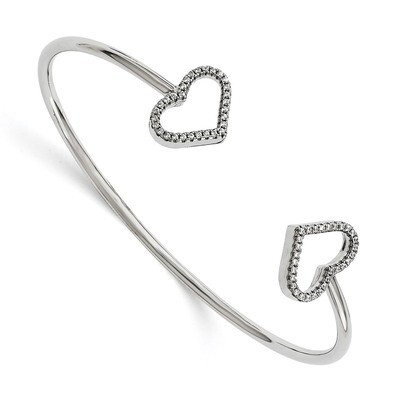 Hearts Bangle Sterling Silver CZ QMP1468, MPN: QMP1468, 191101075773