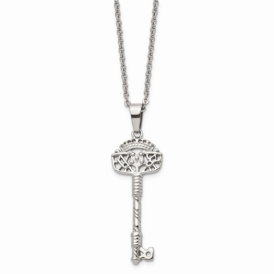 Fancy Key Pendant Necklace Stainless Steel SRN616-22 by Chisel, MPN: SRN616-22, 886774041827