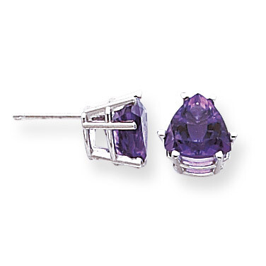 Amethyst Diamond Trillion Stud Earrings 14k White Gold XE96WAM, MPN: XE96WAM, 883957110400