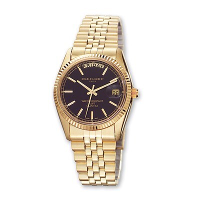Mens Charles Hubert IP-plated Black Dial Watch XWA542, MPN: XWA542, 811233014029