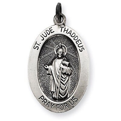 Saint Jude Thaddeus Medal Antiqued Sterling Silver QC5692, MPN: QC5692, 191101183669