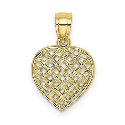 Cut-Out Textured Woven Heart Charm 10k Gold 10K7101, MPN: 10K7101,