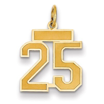 Number 25 Charm 14k Gold Small Satin  LSS25, MPN: LSS25, 883957069029