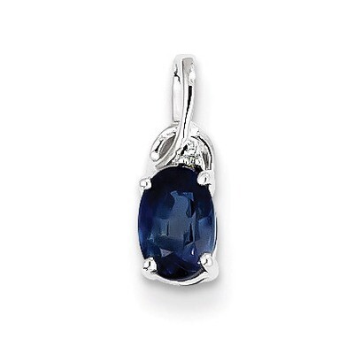 Sapphire Oval Pendant Sterling Silver Rhodium-plated Diamond QP2986S, MPN: QP2986S, 883957556185