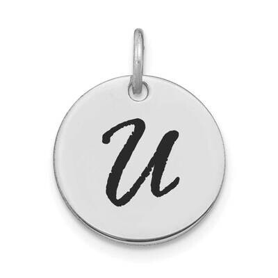 Letter U Black Epoxy Initial Disk Charm 14k White Gold Polished YC1436WU, MPN: YC1436WU, 1969040901…