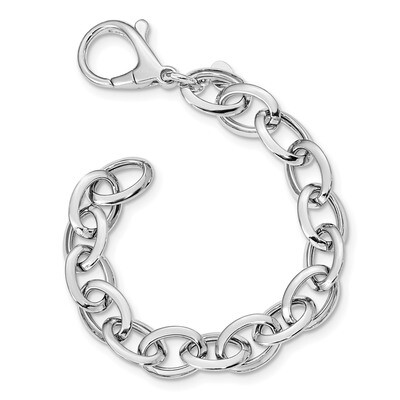 Leslie&#39;s Polished Fancy Link Bracelet Sterling Silver Rhodium-plated HB-QLF1072-8, MPN: QLF1072-8, …