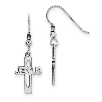 Jesus Cross Shepherd Hook Earrings Sterling Silver QE12978, MPN: QE12978, 886774561615