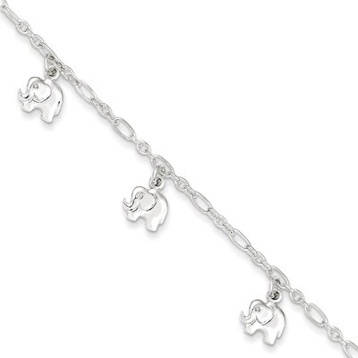 Polished Elephant Bracelet Sterling Silver QG3191-6, MPN: QG3191-6, 191101295416