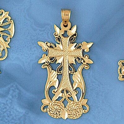Dazzlers Jewelry Cross Pendant Necklace Charm Bracelet in Yellow, White or Rose Gold 7900, MPN: DZ-…