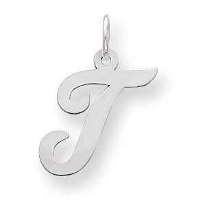 Medium Script Initial T Charm Sterling Silver QC5082T, MPN: QC5082T, 883957529196