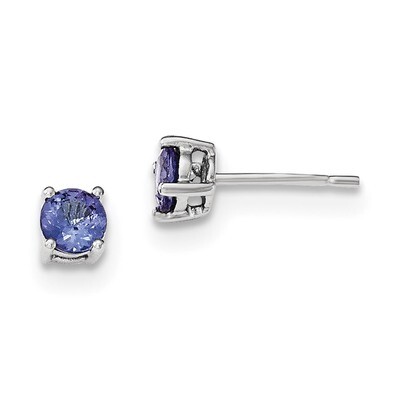 Round Tanzanite Post Earrings Sterling Silver Rhodium-plated QE12621TZ, MPN: QE12621TZ, 191101039102