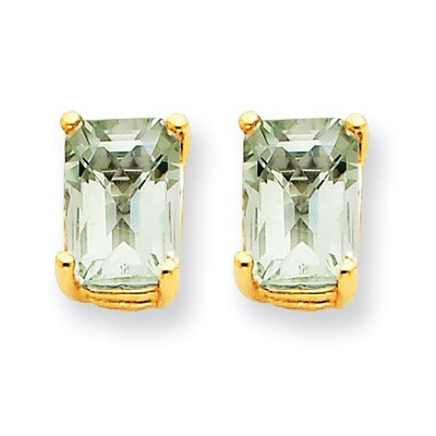 7x5 Emerald-Cut Green Quartz Earrings 14k Gold XE66AG, MPN: XE66AG, 883957095776