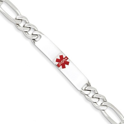 8.5 Inch Medical Figaro Anchor Link ID Bracelet Sterling Silver Polished XSM164-8.5, MPN: XSM164-8.…
