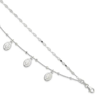 Dbl Miraculous Medal with 1 Inch Extender Bracelet Sterling Silver QG6049-7, MPN: QG6049-7, 1969041…