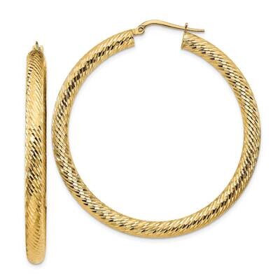 4x40mm Diamond-Cut Round Hoop Earrings 14k Gold TF1338, MPN: TF1338, 191101986024