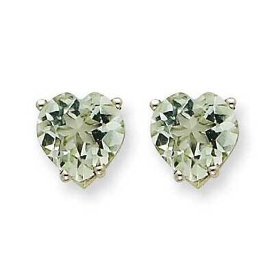 7mm Heart Checker-Cut Green Quartz Earrings 14k White Gold XE99WCG, MPN: XE99WCG, 883957111070