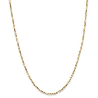 2.25mm Flat Figaro Chain 14 Inch 14k Gold FFL060-14, MPN: FFL060-14, 883957168036