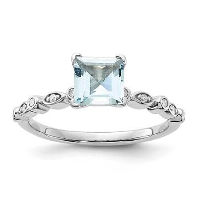 Sterling Silver Polished 6mm Aquamarine and Diamond Ring RM3576-AQ-SSAS43-7