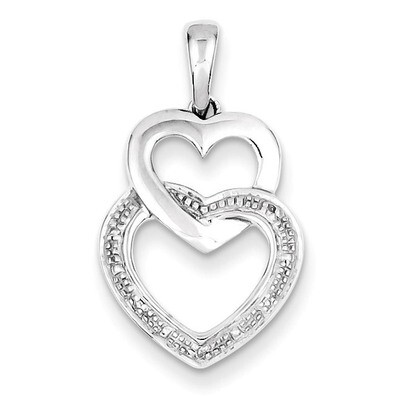Double Heart Pendant Sterling Silver Rhodium-plated Diamond QP3279, MPN: QP3279, 883957402376
