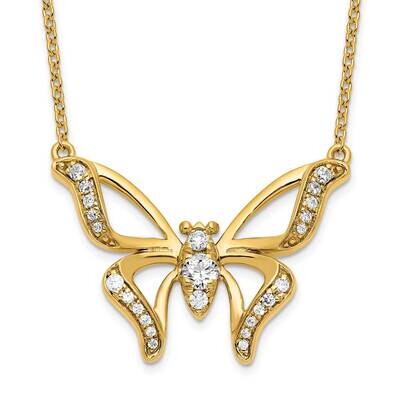 Si1/Si2, G H I, Small Butterfly Necklace 14k Gold Lab Grown Diamond PM7974-026-YLG, MPN: PM7974-026…