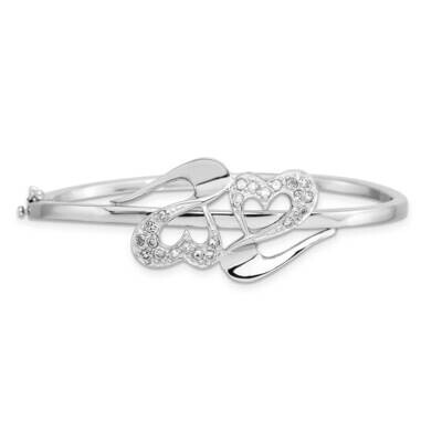 Sterling Silver CZ 6.5in Hearts Bangle JBS0091