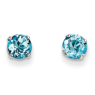 5mm Blue Topaz Stud Earrings 14k White Gold XBE143, MPN: XBE143, 883957217253