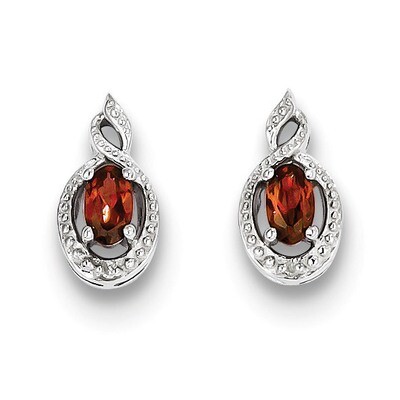 Garnet &amp; Diamond January Earrings Sterling Silver QBE18JAN, MPN: QBE18JAN, 886774646138