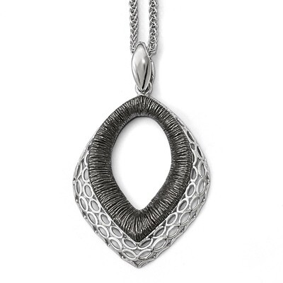 Polished-Textured Rhodium-plated Pendant Sterling Silver QLF635