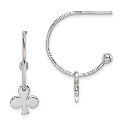 Clover J-Hoop Post Earrings Sterling Silver Polished QE14871, MPN: QE14871, 886774087290