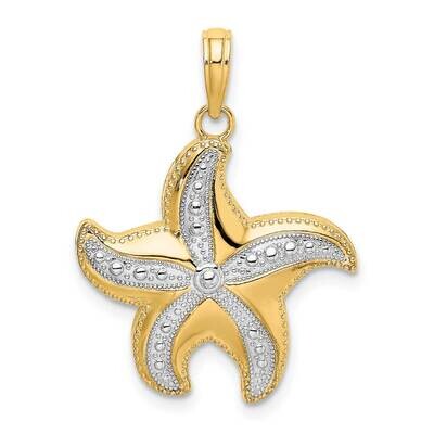 Polished Starfish Charm 14k Gold Rhodium Diamond-cut K9391, MPN: K9391, 637218134489