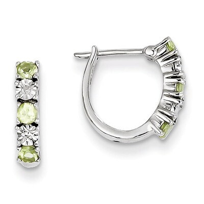 Peridot Diamond Earrings Sterling Silver QE10209PE, MPN: QE10209PE, 883957400020