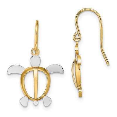 Sea Turtle Dangle Earrings 14k Gold Rhodium TF1863, MPN: TF1863, 637218135769