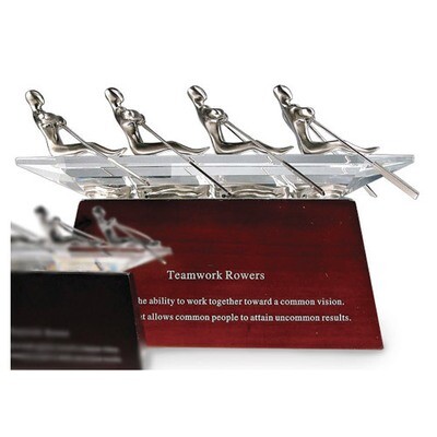 Crystal Rowers Inspirational Sculpture with Black Crystal Base GP4623, MPN: GP4623,