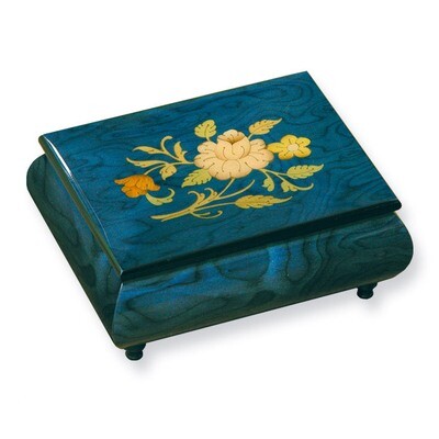 Blue Floral Inlay Music Box GM7520, MPN: GM7520, 802192923206