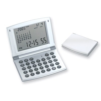 Satin Silver-tone Finish World Time Alarm Clock and Calculator GL8054, MPN: GL8054, 633944002238