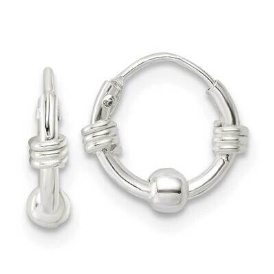 Beaded Circle Endless Hoop Earrings Sterling Silver Polished QE15832, MPN: QE15832, 196904152041
