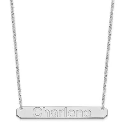 Large Polished Arial Rounded Bar Necklace Sterling Silver Rhodium-plated XNA1242SS, MPN: XNA1242SS,