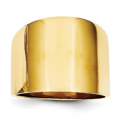 15mm Flat-top Tapered Cigar Band Ring 14k Gold K4632, MPN: K4632, 637218001972