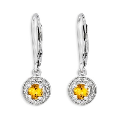 November Citrine Earrings Sterling Silver Diamond QBE11NOV, MPN: QBE11NOV, 886774187518