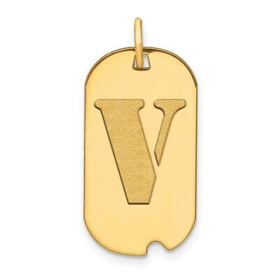 Letter V Initial Dog Tag Pendant 14k Gold Polished YC1439V, MPN: YC1439V, 196904084250