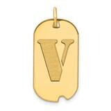 Letter V Initial Dog Tag Pendant 14k Gold Polished YC1439V, MPN: YC1439V, 196904084250