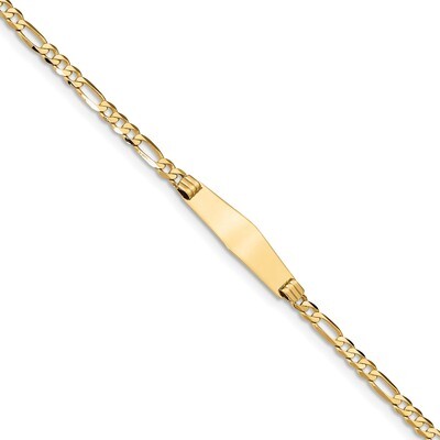 7 Inch Figaro Soft Diamond Shape ID Bracelet 14k Gold FG100IDC-7, MPN: FG100IDC-7, 883957825304