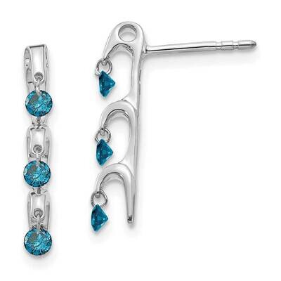Blue Diamond Earrings 14k White Gold EM5580-BD-033-WA, MPN: EM5580-BD-033-WA, 883957273877