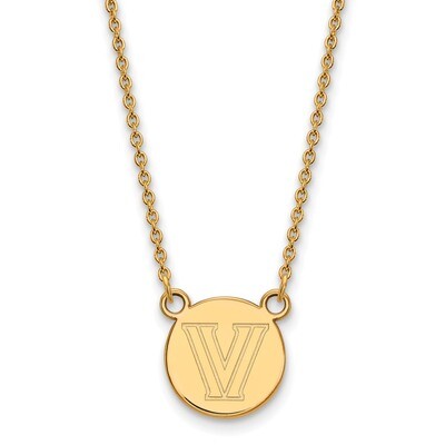 Villanova University Small Disc with Necklace Gold-plated Sterling Silver GP027VIL-18, MPN: GP027VI…