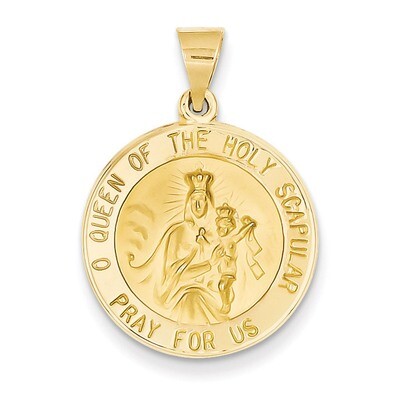 Queen of the Holy Scapular Reversible Medal Pendant 14k Gold Polished and Satin XR1266, MPN: XR1266…