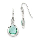 Green Glass and CZ Diamond Shepherd Hook Earrings Sterling Silver QE12574, MPN: QE12574, 8839577772…