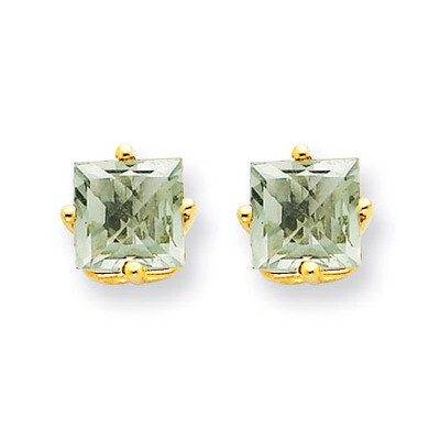 5mm Square Green Quartz Earring 14k Gold XE61AG, MPN: XE61AG, 883957093970