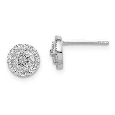 Diamond Post Earrings Sterling Silver Rhodium Plated QE14876, MPN: QE14876, 886774072616